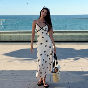 Abito Lungo Estivo con Stampa in Pizzo per Donne, Scollo a V Sexy, Spalline Sottili, Elegante e Aderente, Moda Femminile 3527 - Product Image 2