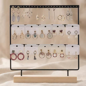 Expositor de Pendientes de Metal con Base de Madera, Organizador de Joyería, Soporte para Exhibición de Pendientes para Mostrador de Tienda - Product Image 5
