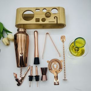 Ensemble de shaker à cocktails Camol Factory avec support, 10 pièces, kit de mixologie pour barman, acier inoxydable, rose, outils de bar - Product Image 2