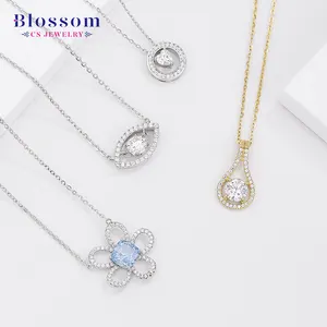 Wholesale Micro Pave Clear CZ Diamond Evil Eye Water-Drop Flower Jewelry Women Necklace Pendant