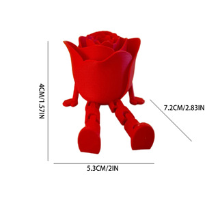 New American Style 3D Printed <b>PLA</b> Material Sitting Rose Movable Joints Valentine's Day Qixi Festival Home Desktop Decoration - Product Image 4