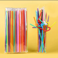 Pailles fantaisie en plastique PP avec impression de logo personnalisé pailles jetables emballées individuellement