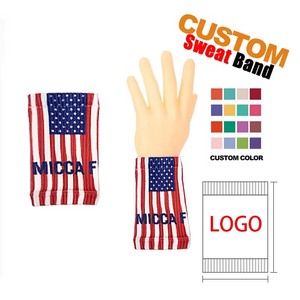Umicca Custom Fitness Woven Cotton Wristband 100% Nylon Universal USA Flag Sweatband for Absorbent Wrist Braces <strong>Sweat</strong> <strong>Bands</strong> - Product Image 1