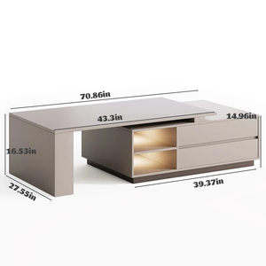 Mesa de Centro Extensible con Luces LED con Sensor y Cajones de Almacenamiento, Diseño Moderno, Directo de Fábrica BSCI - Product Image 4
