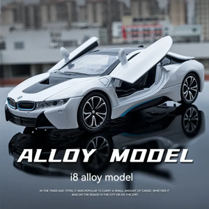 Coche de Metal Fundido a Presión BMW i8, Escala 1:24, Modelo de Coche Deportivo de Aleación con Puertas Abribles, Función de Retroceso y Detalles Interiores - Product Image 3