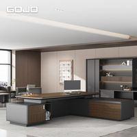 Bureau de direction moderne haut de gamme en placage de bois, bureau en forme de L, ensemble de mobilier de bureau commercial pour PDG et Président