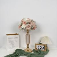 Vente en gros d'usine : Décoration et fournitures de mariage – Grande boule de fleurs artificielles en soie blanche et bleue, réaliste