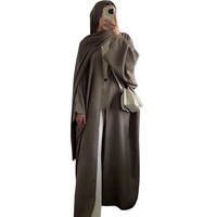 Peignoir Cardigan Confortable en Coton et Lin du Moyen-Orient 2024 Vêtement Arabe de Dubaï Simple Abaya à Porter par-dessus