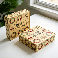 Boîte de Noël personnalisée avec couronne florale imprimée numériquement, production en 72h, boîte d'expédition en carton imperméable