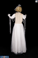 AROMA 63" Squelette de mariée animatronique Halloween avec yeux clignotants, son et bras mobiles pour maison hantée et fête cosplay