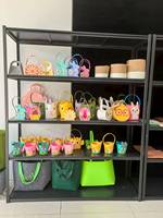 Poulet mignon imprimé Paniers en feutre de Pâques Hot Kids Treat Stockage de bonbons Paniers de jouets en peluche pour Pâques Fournitures de vacances décoratives