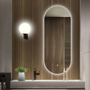 Espejo de tocador de baño LED moderno Montado en la pared IP44 Inodoro ovalado Característica antivaho iluminada para hoteles - Product Image 5