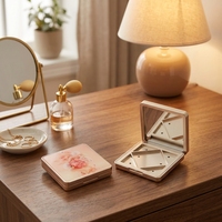 Boîtier compact carré magnétique vide en plastique pour poudre 5 couleurs, blush, crème, palette de maquillage, fard à paupières et contour, couleur Or Rose