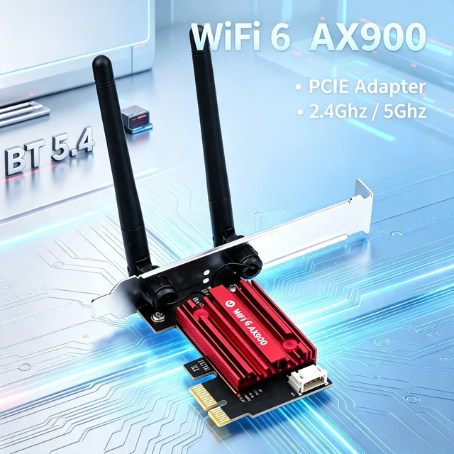 Wifi 6 Adapter PCIE Card AX900 BT5.4 Dual Band Wireless Network Adapter for Desktop PC