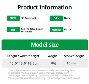 Pot de fleurs modulaire créatif en plastique émaillé, grande taille, durable, écologique, léger, pour usage domestique, prévient la pourriture des racines, lot - Product Image 3