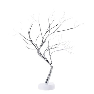Lumières <span class=keywords><strong>de</strong></span> Noël en résine à LED, fonctionnant sur piles, avec contrôle par bouton, branches argentées, feuilles dorées perlées, étoiles, lumières décoratives <span class=keywords><strong>de</strong></span> table - Product Image 5