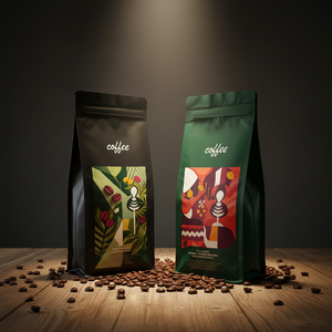 Sac à café en feuille personnalisé avec fermeture éclair, 12 oz, impression numérique, mat, qualité alimentaire, étanche à l'humidité, avec logo personnalisé pour le café filtre - Product Image 1