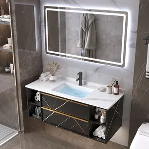 Lanjia Tủ Thuốc Mộc Mạc Trang Điểm Phòng Tắm AZG021 Mới 2022 Có Gương Bàn Trang Điểm Phòng Tắm Màu Đen
