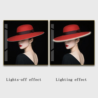 Lukisan LED dekorasi seni figur kecantikan cahaya Modern lukisan dinding latar belakang ruang tamu lukisan kristal
