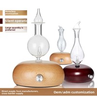 Diffuseur d'arômes en verre silencieux en bois massif en forme de vase, diffusion à froid, huile pure, ions négatifs, aromathérapie aux huiles essentielles
