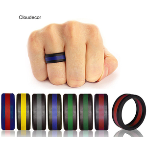 Anel de <span class=keywords><strong>silicone</strong></span> duas cores, 8mm, esportes ao ar livre, anel preto, três camadas, masculino, mulheres, anel, <span class=keywords><strong>silicone</strong></span>, joia - Product Image 6