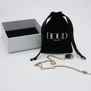 Pochettes à bijoux de luxe, pièces, avec Logo personnalisé, petit sac en velours et daim, sac à cordon