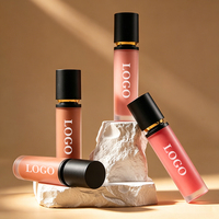 Gloss à lèvres liquide minéral végétalien noir et or avec étui de luxe pour filles - Finition miroir Kawaii
