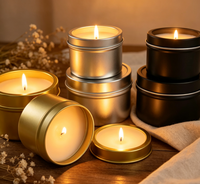 Boîte à bougie ronde en fer blanc argentée, dorée ou noire avec couvercle, contenants personnalisés pour bougies, pot à bougie en métal avec couvercle 2oz 4oz 6oz, boîte cadeau