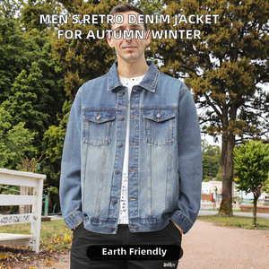 เสื้อแจ็คเก็ตยีนส์วินเทจผู้ชายรักษ์โลก ติดกระดุม สำหรับฤดูใบไม้ร่วง/ฤดูหนาว 2025 คอเสื้อเรโทรสุดเทรนดี้ สไตล์ลำลองอเนกประสงค์ - Product Image 2