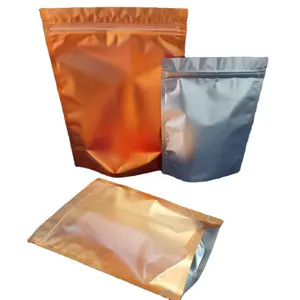 Embalagem dourada pequena zíper saco de alumínio, embalagem transparente para comida pe folha de alumínio sem lanche calor selo lateral gusset reciclável
