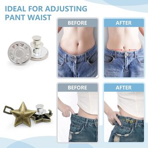 ROPAKED Lot de 16 boutons étoiles métalliques réutilisables et réglables sans <span class=keywords><strong>couture</strong></span> pour jeans, ceinture amincissante et vêtements - Product Image 2