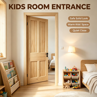 Bulk Supply Unfinished Solid Pine Interior Door Timber Slab Door for Residential Complex