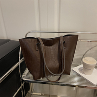 Sac fourre-tout en cuir PU effet crocodile brillant pour femme, sac à bandoulière décontracté, sac hobo sous le bras, sac à main de couleur unie tendance pour femme