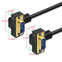 Cable serie negro DB9 RS232 2M 90 grados macho a 90 grados hembra