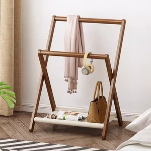 Folding <b>clothes</b> <b>rack</b>, floor-standing, bedside <b>clothes</b> organizer, hat <b>rack</b>, storage solution, home bedroom brown <b>clothes</b> <b>rack</b> - Product Image 1