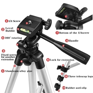 Trípode ajustable para transmisión en vivo, patas plegables de 4 secciones, de aleación de aluminio para DSLR y cámara Digital - Product Image 2