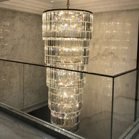 Lustre en cristal de luxe sur mesure pour villas, éclairage suspendu haut de gamme pour escaliers en colimaçon, hôtels et duplex