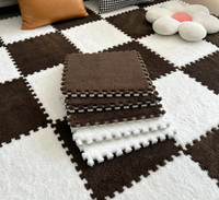 Weiche Flauschige Ineinandergreifende Schaumstoff-Bodenmatte Bunter Plüsch-Puzzle-Teppich Rutschfeste EVA-Spielmatte für Kinderzimmer Wohnzimmer Dekoration