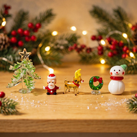 Ornements de Noël en verre soufflé à la main de style Murano moderne, figurines de Père Noël, d'animaux et de sapins, décoration d'intérieur