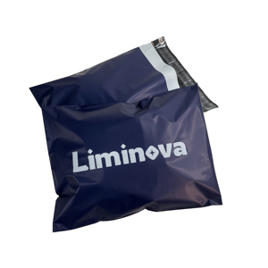 Biodegradable Wholesale Navy Blue Poly Mailer Bags with Custom White Print - Branded Shipping Envelopes - Product Image 3