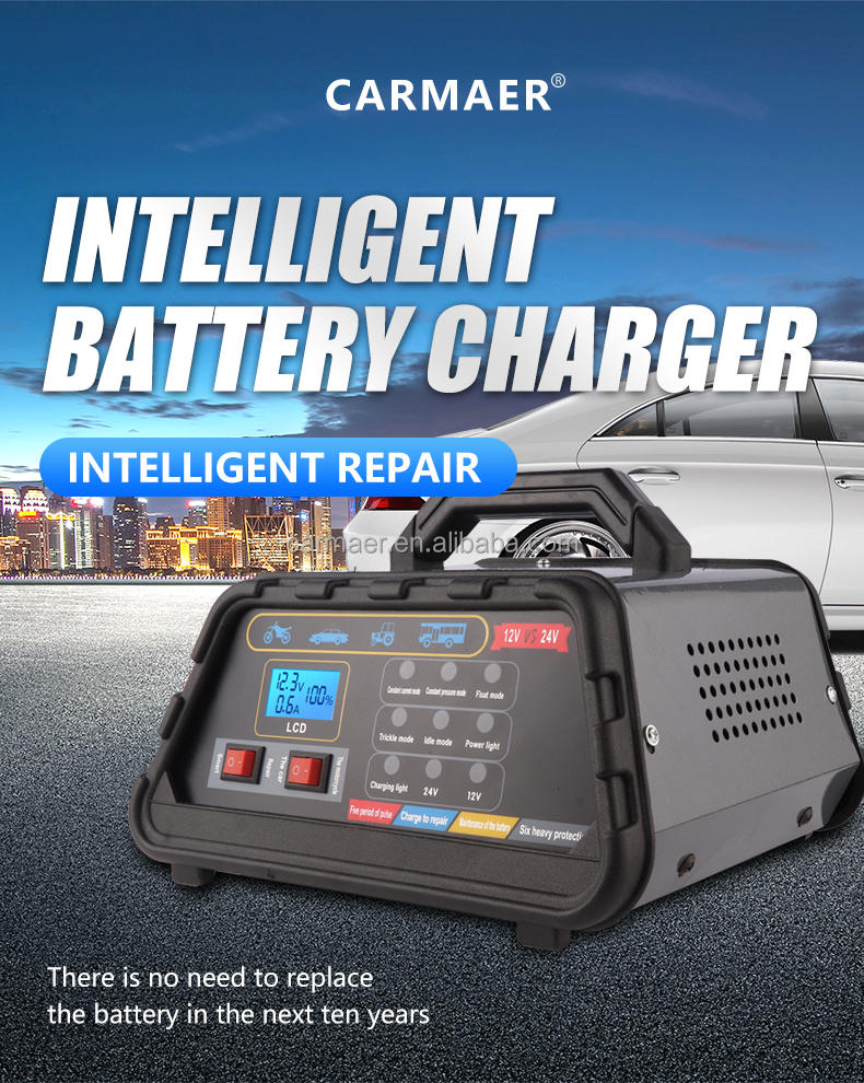 Car Battery Charger 12v 20A 24V 15A Portable Car Charger 450W Car