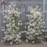Chuppah ZKAI Fleur Sacrée Rose Blanche Mandap à Sommet Rond avec Fleurs de Glycine pour Décoration de Plafond et Scène d'Événements de Mariage