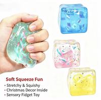 Balle à presser en forme de cube de maltose avec ruban, gelée sensorielle anti-stress, jouet unisexe, boîte cadeau
