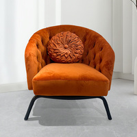 Fauteuil de salon moderne et relaxant, meubles, fauteuil d'appoint en velours orange de luxe, fauteuil pour salon, pour la maison