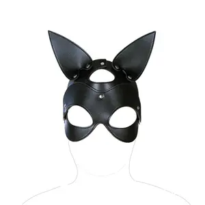 Mascarilla de piel sintética para mujer, máscara Sexy de medio rostro para Cosplay de perro, fiesta de Halloween, baile