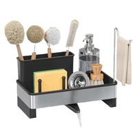 Support de rangement multifonctionnel en métal sur pied pour serviettes de cuisine, non pliable, organisateur de bouteilles, compatible avec les robinets d'évier et la vidange