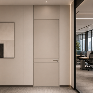 Ensemble de porte intérieure en aluminium et bois, affleurante au mur, avec cadre en aluminium réglable pour hôtel, villa, bureau - Product Image 4