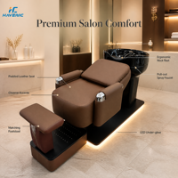 Fauteuil de lavage inclinable en cuir avec robinet chromé et pulvérisateur rétractable pour salon de coiffure moderne