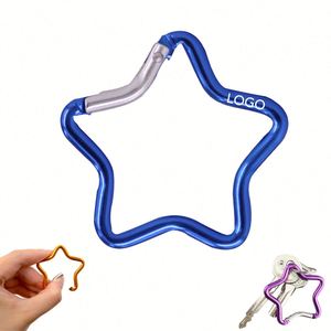 Custom Logo Aluminum Star Shaped Carabiner Keychain Lightweight Spring <b>Clip</b> for Promotional Activities - Product Image 1