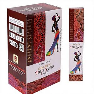 Bâtons d'encens aromatiques indiens roulés à la main Golden Vijayshree Masala, Palo Santo + Copal + Sauge blanche, paquet de 15g, vente en gros - Product Image 1